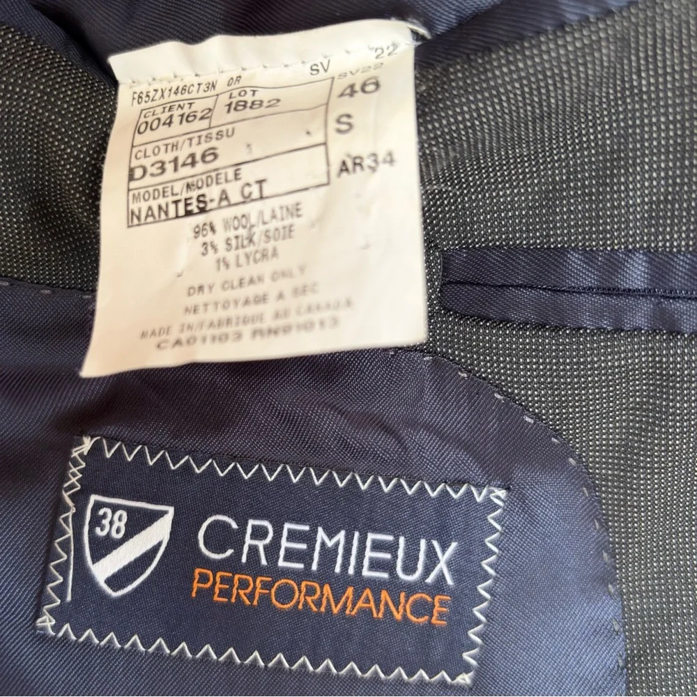 Cremieux Performance Men 46S Gray Wool/Silk Suit Jacket Blazer Sport Coat